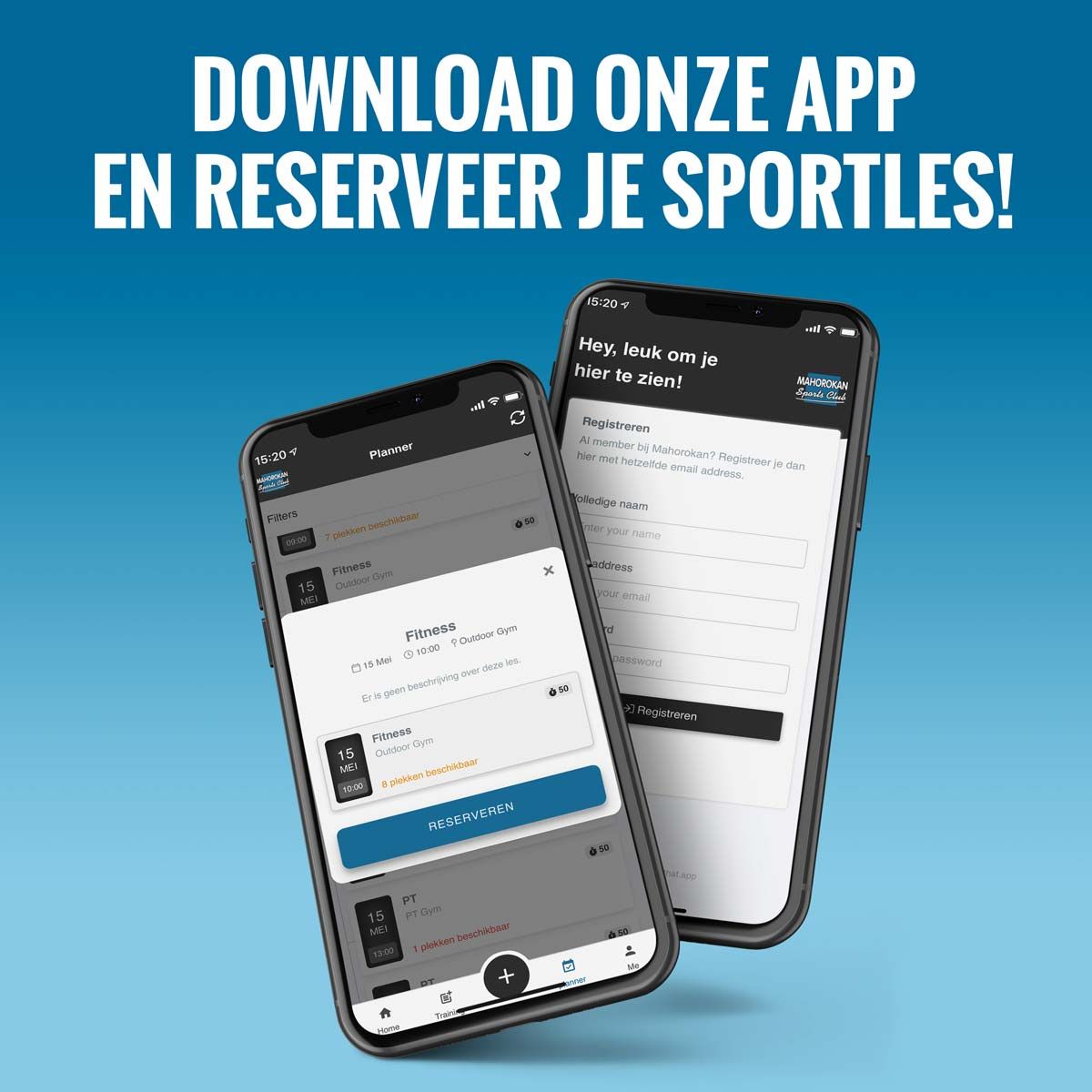 Mahorokan download app en reserveer je sportles
